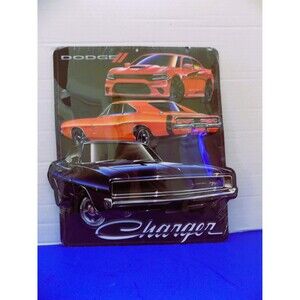NEW Dodge Charger Metal Embossed Sign Vintage Style Man Cave Open Road Signs